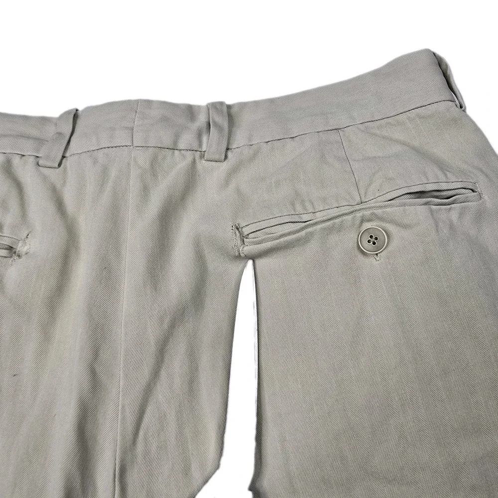 Tommy Bahama Pants Mens 34x32 Khaki Silk Cotton Herringbone Straight Chino 34